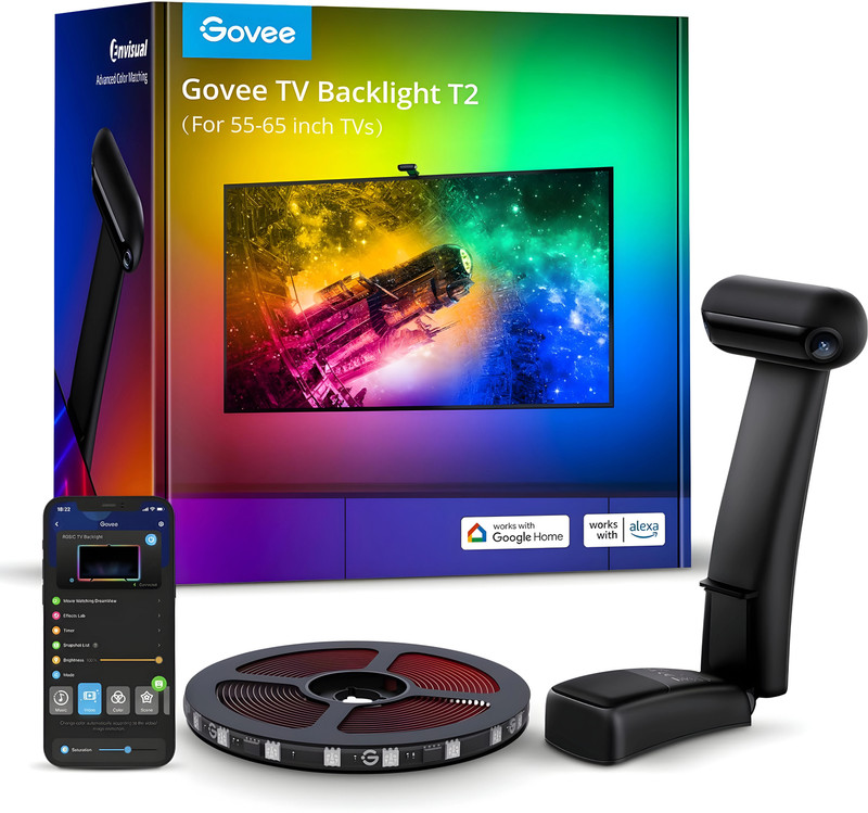 Govee Envisual TV LED Backlight T2 with Dual Cameras for 55-65 inch TV Sync