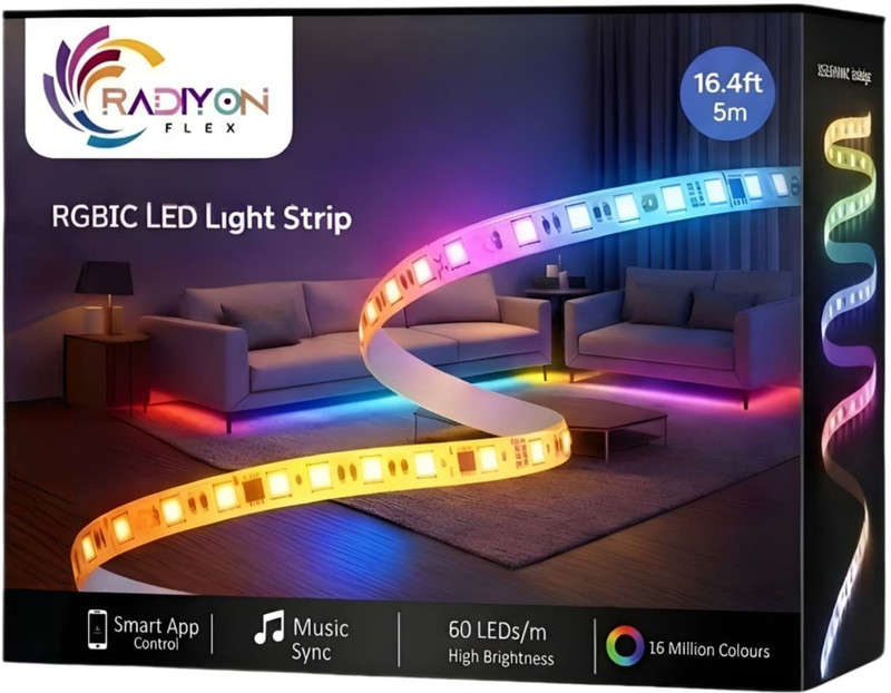 RADIYON FLEX RGBIC LED Strip Light 5m App Control Music Sync Room Decor Lights Light Strip