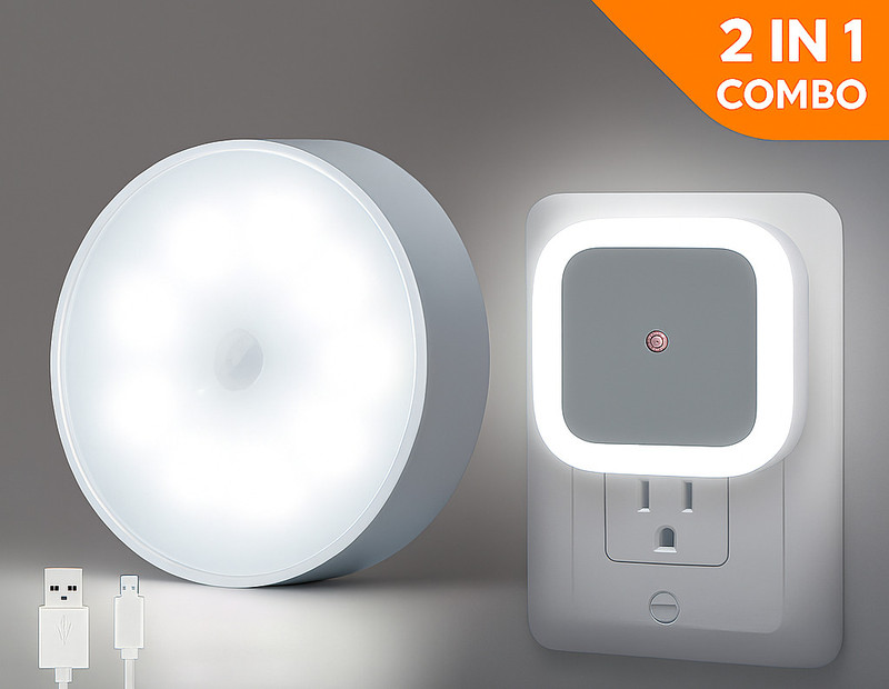 Bright IQ 3W Motion Sensor LED light with 0.5W Night Lamp Motion Sensor Light