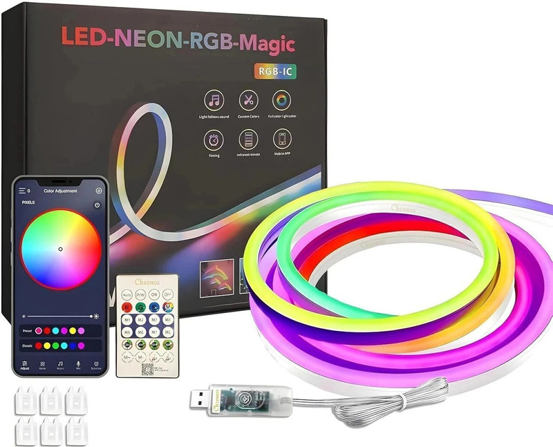 GIGMART Gaming Lights, 5M/16.4 ft Neon Rope Lights Soft Lighting for Gaming Desks Light Strip
