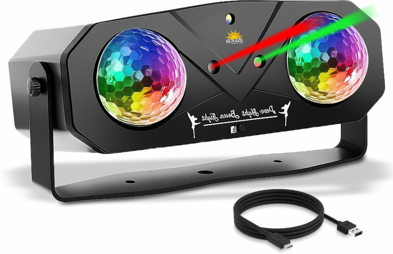Sunaze Dual Lens Party Light Projector, Remote-Sound Activated RGB Laser &Strobe Effect Dual Disco Ball(Ball Diameter: 10 cm)