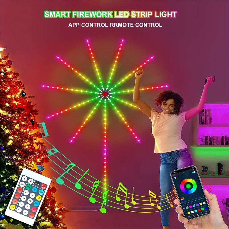 HyperTrex Premium Quality LED Firework Strip Light for Decoration with App & RemoteControl Light Strip