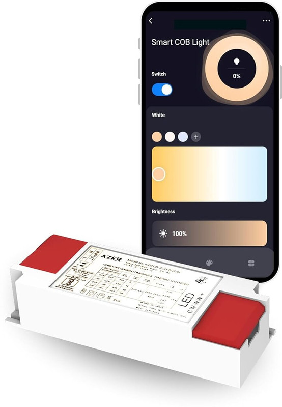 AZIOT Smart LED Driver 8-18W, WiFi & Bluetooth, Tunable, Dimmable, App & Voice Control Dimmer Switch