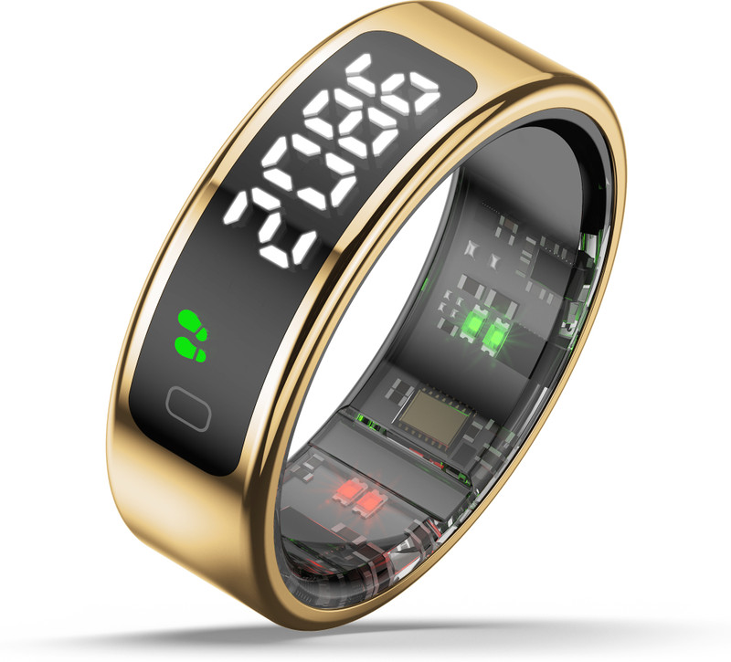pebble Halo | Display, Gesture Controls, Health Tracker & Sleek Design Smart Ring(9, Gold)