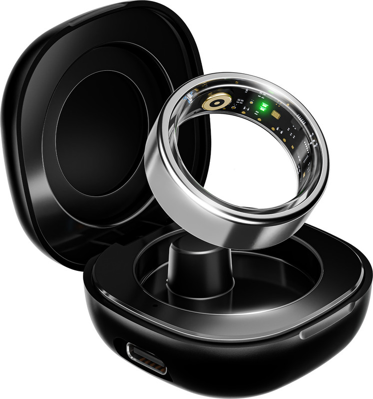 boAt Active w/ Portable Charging Case, Lightweight Stainless-Steel Design Smart Ring(9, Radiant Silver)