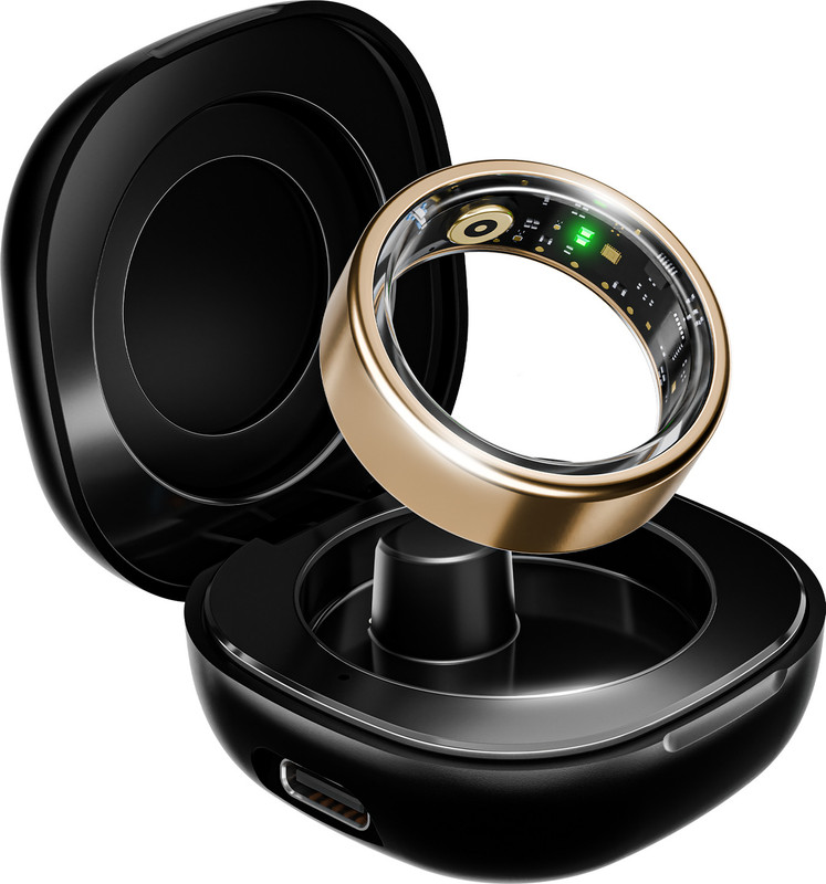 boAt Active w/ Portable Charging Case, Lightweight Stainless-Steel Design Smart Ring(12, Radiant Silver)