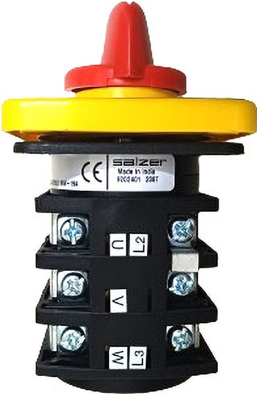 Salzer (L&T) 61211 25A 3 Pole Reverse Forward Cam Operated Rotary Switch(Yellow)