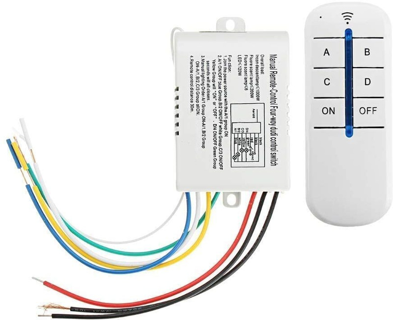 Roboway 433mhz 4-Way ON/Off 220V-240V Wireless Wall Switch with RF Remote Control Electronic Components Electronic Hobby Kit