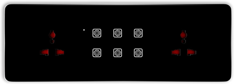 TEQOOZ Glass Touch Panel (WiFi + Remote) 6-Switch + 2 Socket (8M) | SmartLife App Smart Switch(Black)