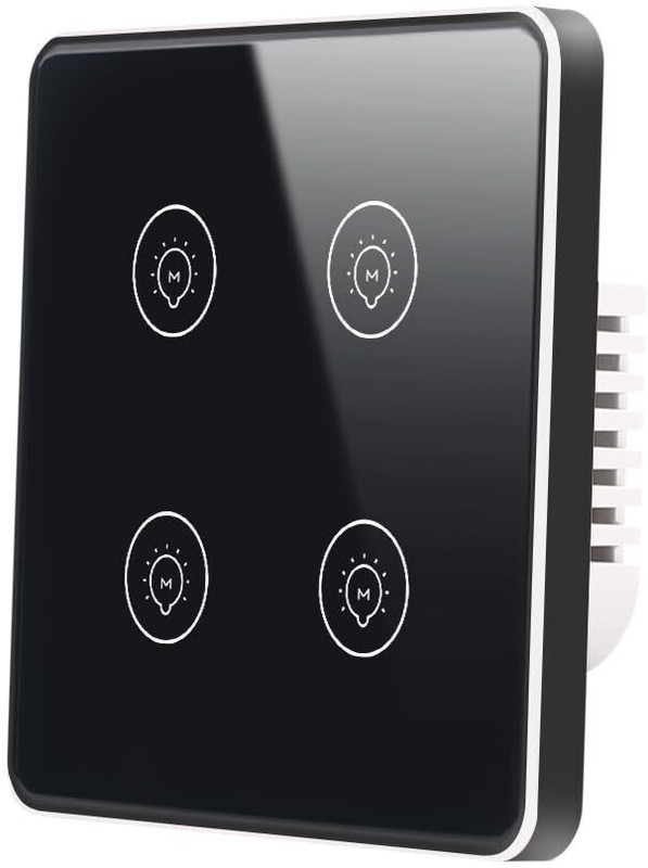 GOLENS A13 4 Gang Smart WiFi Touch Switch, Works with Alexa & Google Smart Switch(Black)