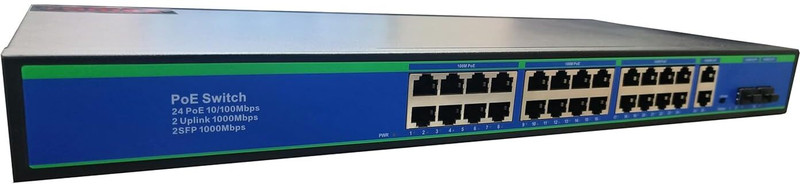HANUTECH Ai Featured Unmanaged 24-Port Fast Ethernet PoE Switch, 300W Power Budget 26 Ports 1000 Mbps Unmanaged Network Switch(Black)