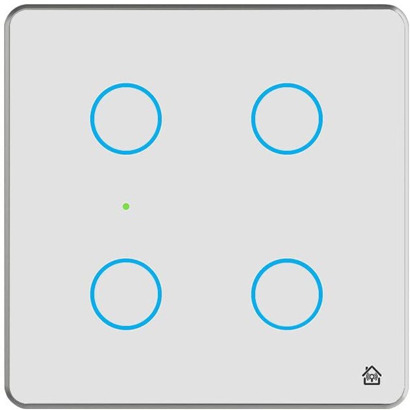 HomeMate 2 Module Smart Touch Switch Panel with Silver Bezel | Edge Series | 4 Switch(White)