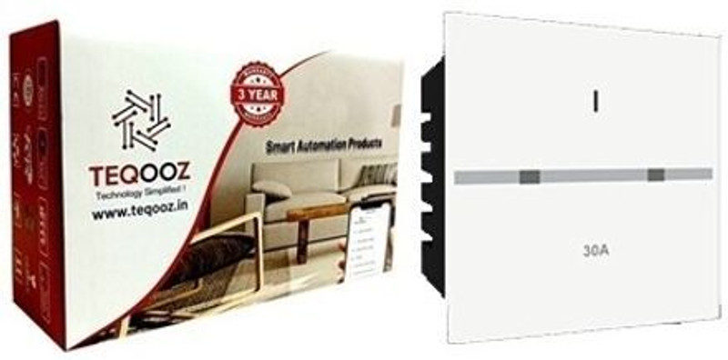 TEQOOZ 30Amp Heavy Load Wi-Fi + IR Remote Smart Glass Touch Switch (White) Smart Switch(White)