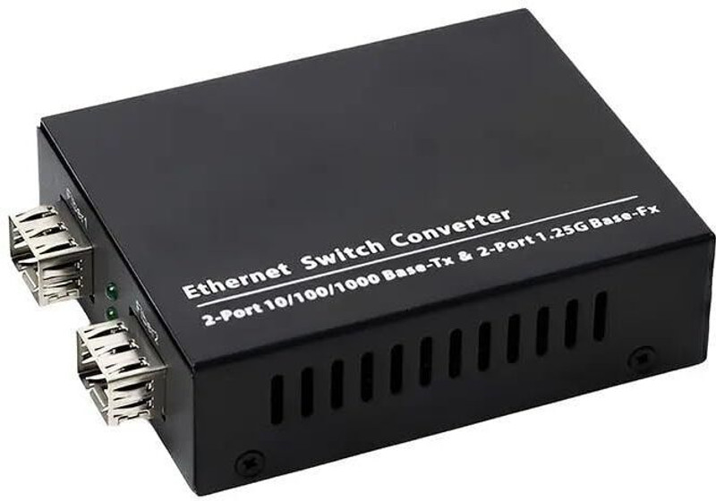 HANUTECH Gigabit PoE Ethernet Switch RJ45 to SC Fiber Single Mode PoE+ 48–55V Smart Switch(Black)