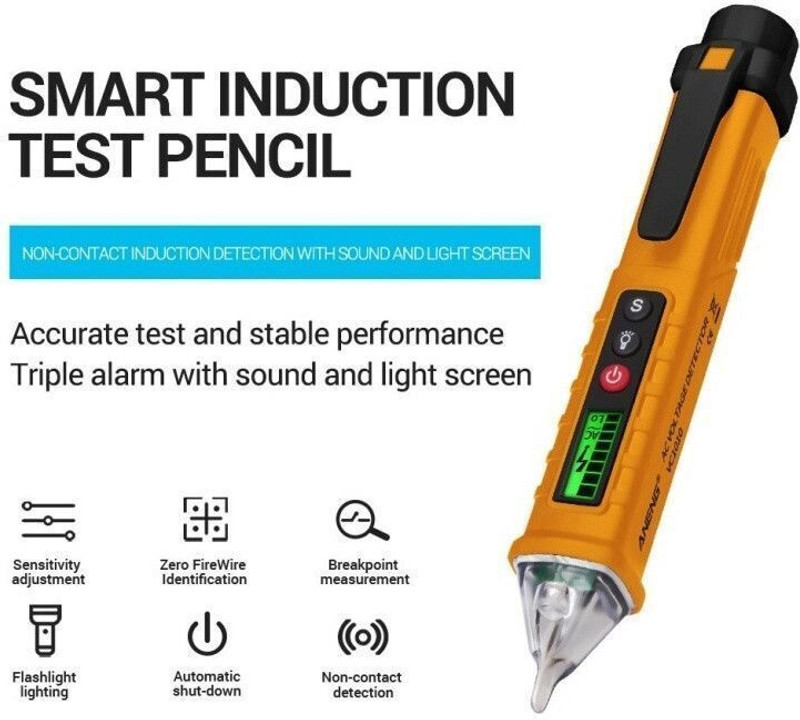 GoodsBazaar M-10 12~1000V AC Non Contact Voltage Tester Alert Pen Detector Breakpoint Finder(White)