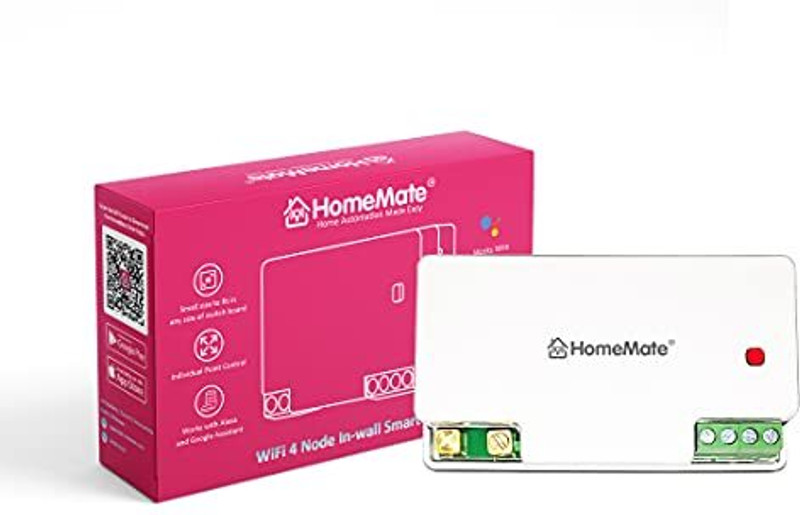 HomeMate WiFi 4 Node Smart Switch | No Hub Required | Retro Fit(White)