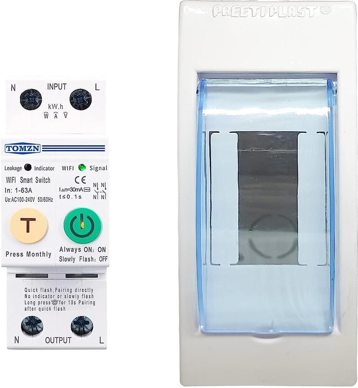 amiciSmart WiFi MCB, Circuit Breaker & Energy Meter with Over Voltage with SmartLife App Smart Switch(White)
