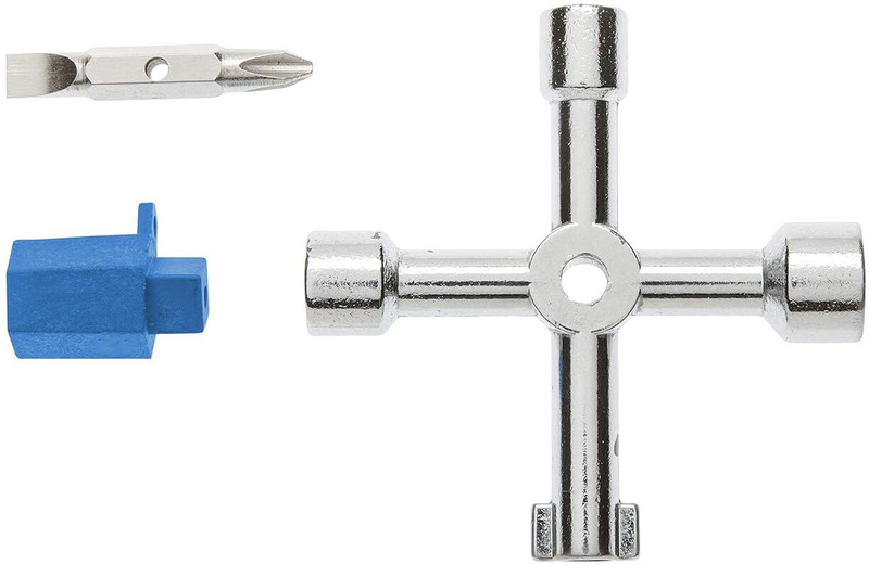 HOGERT technik Germany 76 mm Steel Switch Cabinet Key with Screwdriver Bits Universal Remote(Grey)