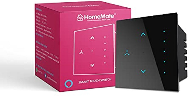 HomeMate Smart WiFi Fan Regulator Touch Switch , Works with Alexa and Google Home Smart Switch(Black)