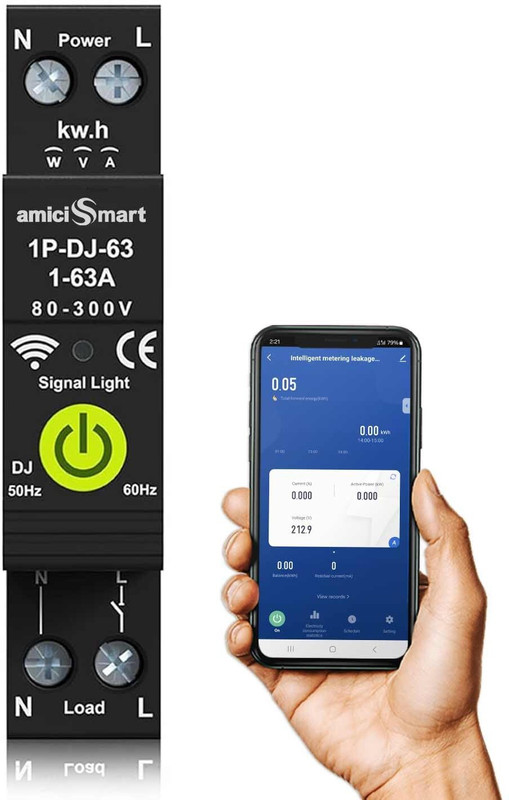 amiciSmart WiFi Energy Meter with Timer Switch Over/Under Voltage and Over Current Smart Switch(White)
