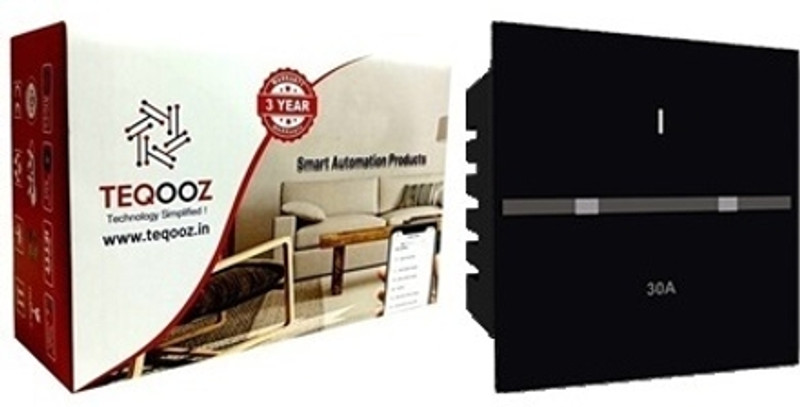 TEQOOZ 30Amp Heavy Load Wi-Fi + IR Remote Smart Glass Touch Switch (Black) Smart Switch(Black)