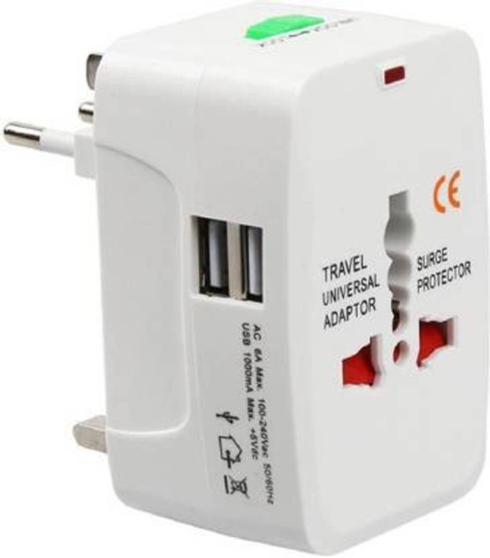 SSVOCATIONPOINT Premium Universal Travel Adapter With Built In Dual USB Charger Ports 100-240V Smart Plug(White)