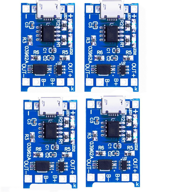 HUBX TP4056 / TP 4056 18650 3.7V LI-ION BATTERY CHARGING MODULE BMS PROTECTION- 4 PCS(Blue)