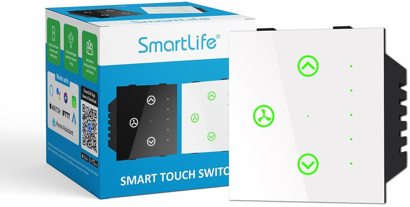 Smartlife Modular Fan Regulator Smart Touch Switch | WiFi + BLE Smart Switch(White)