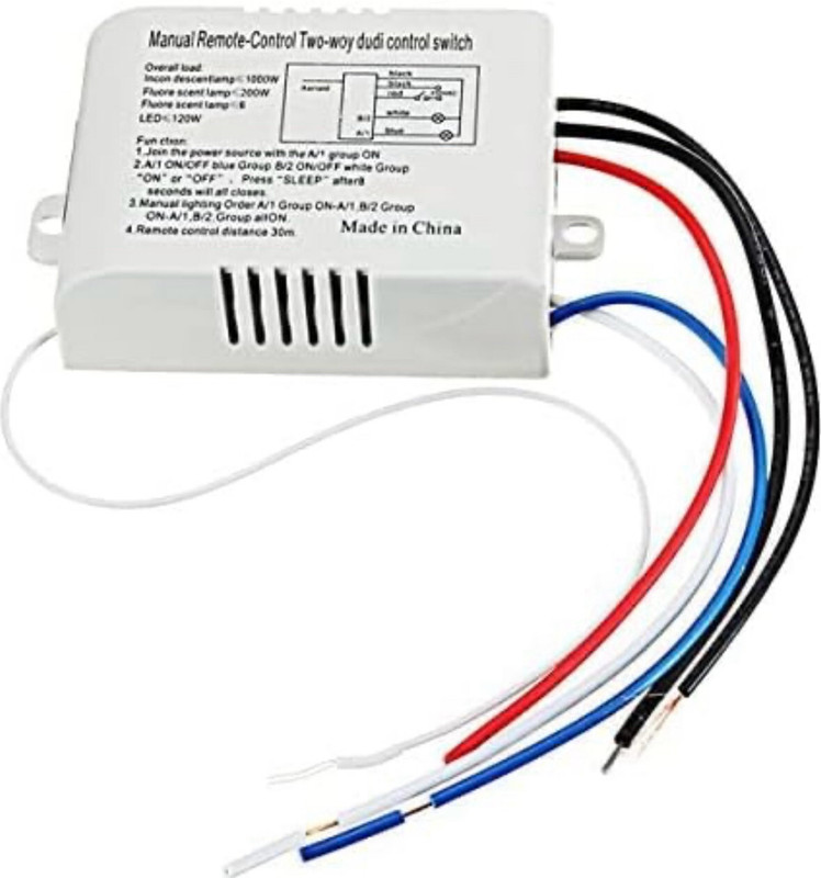 GoodsBazaar Wireless 4 Way ON/Off Wall Lamp Light RF Remote Control Switch Module Receiver Smart Switch(White)