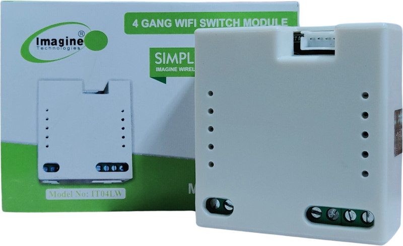 Imagine Technologies 4 Gang Smart WiFi Switch | Retro Fit with Manual Control | No Hub Required | Working Online and Offline Smart Switch(White)