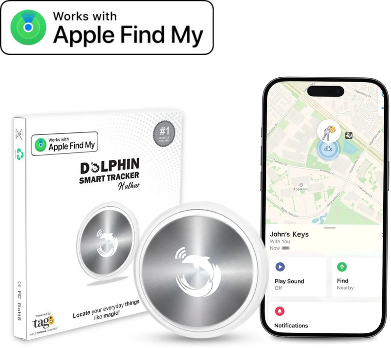 Tag8 Huthur Tag – Smart Tracker for iOS,Waterproof, Secure (Pack of 1) Location Smart Tracker(White)