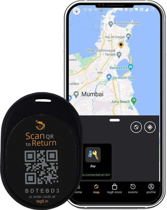 Tag8 Dolphin Smart Tracker Black Wireless Bluetooth Anti-Lost Anti-Theft GPS Location Smart Tracker(Black)
