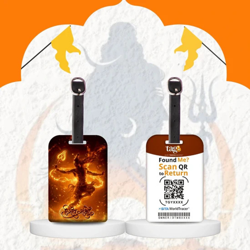 Tag8 Lord Shiva Smart Bag Tag Iconic Luggage Tag with Digital ID Location Smart Tracker(orange)