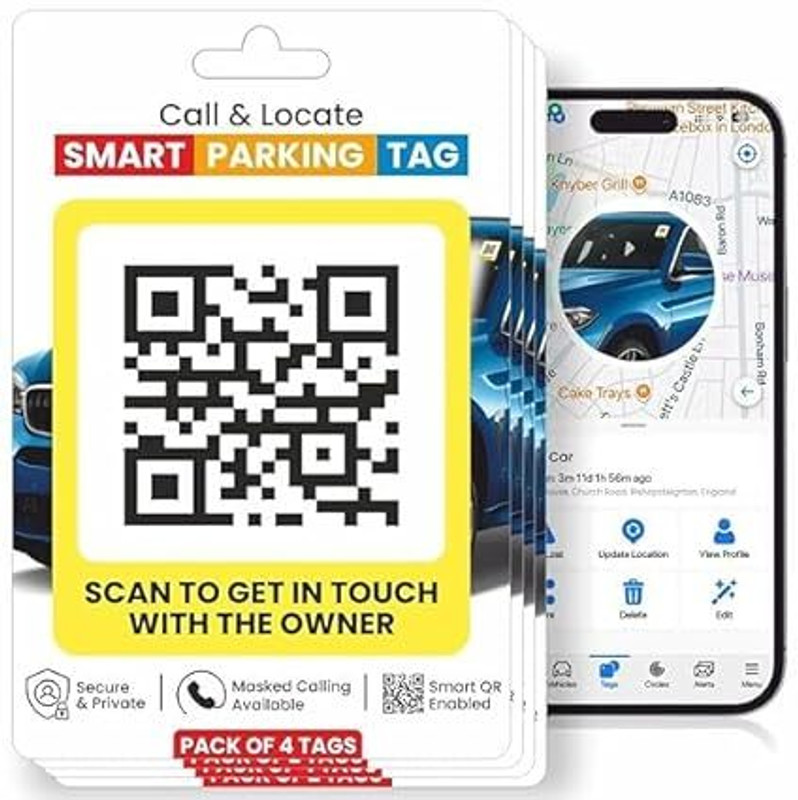 Letstrack Parking Smart QR Sticker Tag for Vehicles | Private Contact Alerts | Pack of 1 | Location Smart Tracker(Yellow)