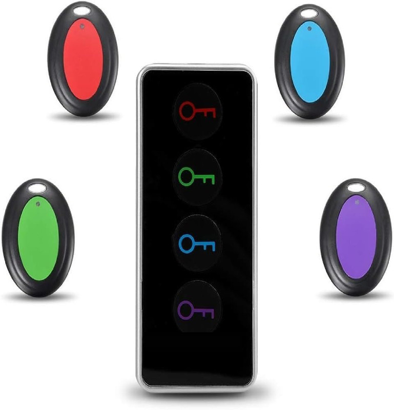 QAWACHH Wireless Strong Key Finder, One-Click Search ,1 Rf Transmitter and 4 Receivers Location Smart Tracker(Black)
