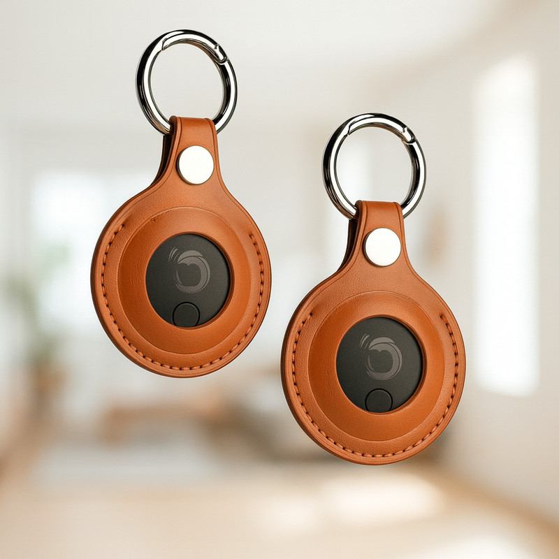 Tag8 Dolphin Smart Bluetooth Tracker Pro with Leather Case & Key Ring Location Smart Tracker(Brown)