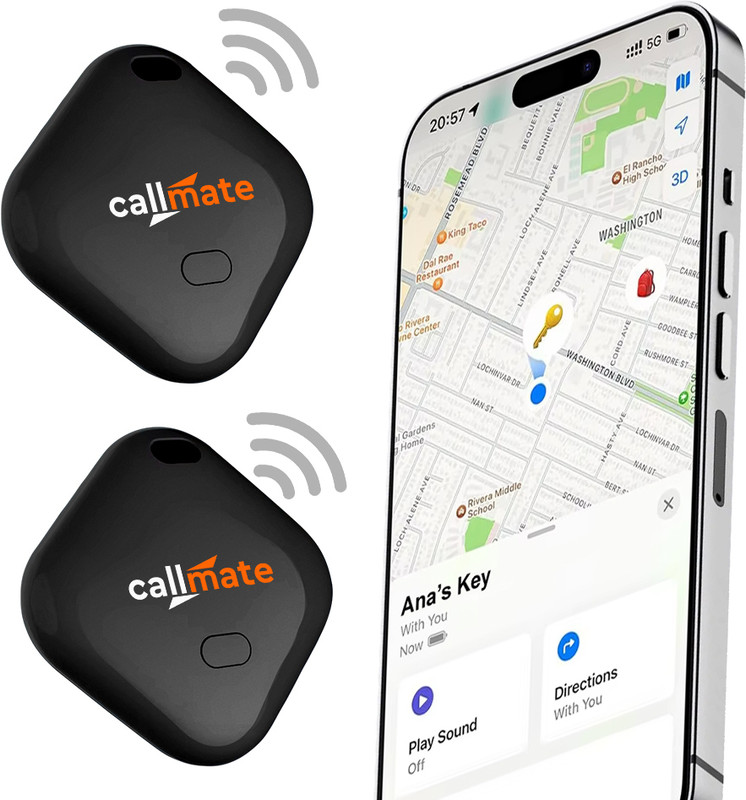Callmate Air Tag for Apple with Loud Buzzer, Works with Apple Find My (Pack of 2) Safety Smart Tracker(White)