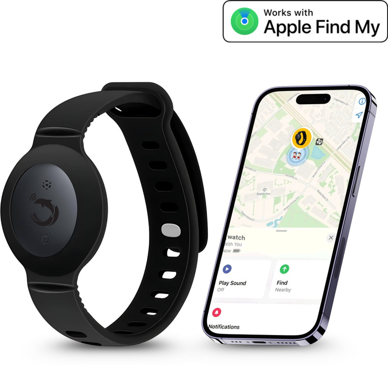 Tag8 Dolphin Watch Tracker Rex iOS – Kids GPS Tracker Wristwatch with Find My Support Location Smart Tracker(black)