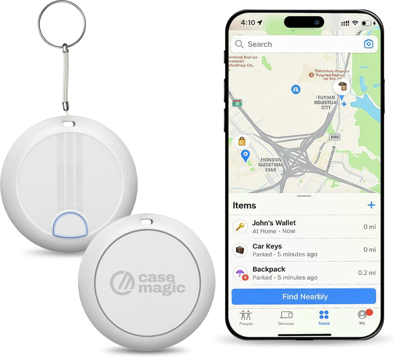 Case-Magic G-Tag Bluetooth Tracker for iOS with Find My App, Separation Alarm Locator Location Smart Tracker(White)