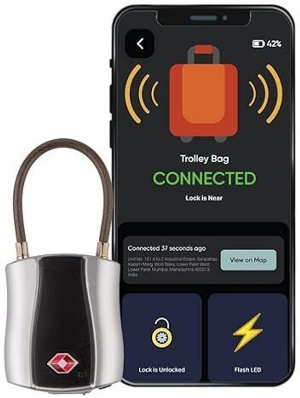 Tag8 Dolphin Bluetooth Smart Padlock for Luggage & Bags, TSA Lock ,App Unlock Alarm Location Smart Tracker(Silver)