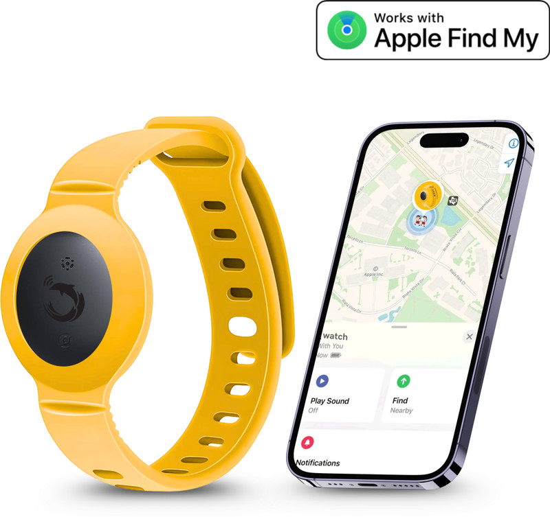 Tag8 Dolphin Watch Tracker Rex for iOS | Kids Wrist Watch Holder for Smart Tracker Location Smart Tracker(Yellow)