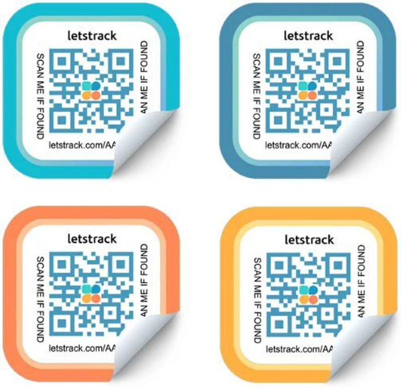 LETSTRACK Lost & Found QR Label Sticker Tags for Cars, Bikes & Luggage | Contact Sticker Location Smart Tracker(WHITE)