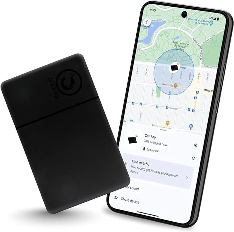 Tag8 Smart Card Android Wallet Finder,Work with Google Find Hub,Wireless Rechargeable Location Smart Tracker(Black)