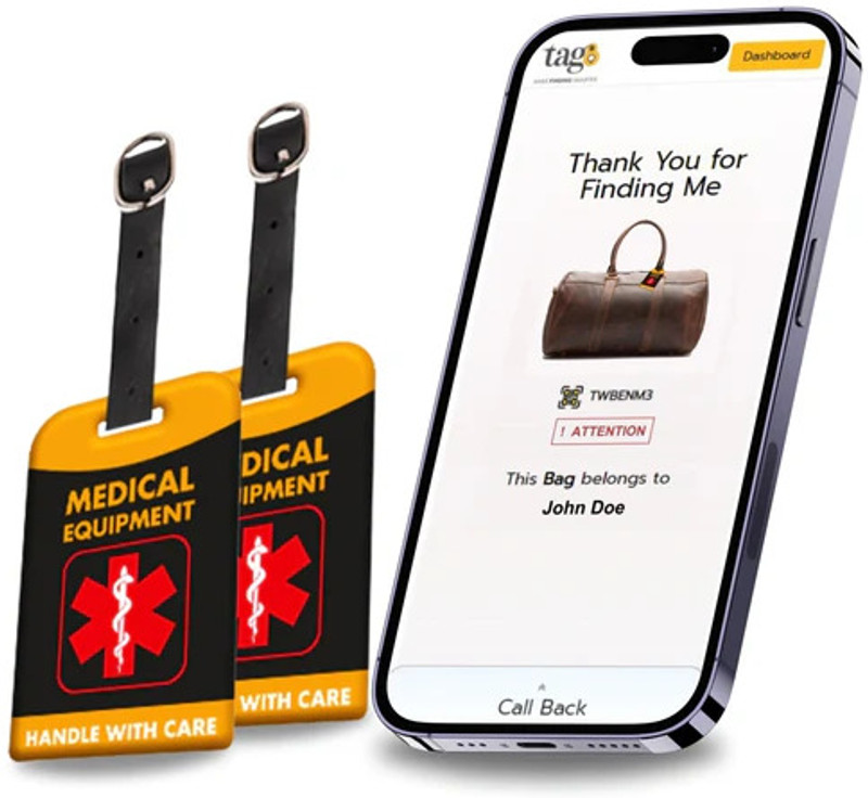 Tag8 Medical Equipment Tag Yellow Color , Iconic Luggage Tag with Digital ID Location Smart Tracker(Multicolor)