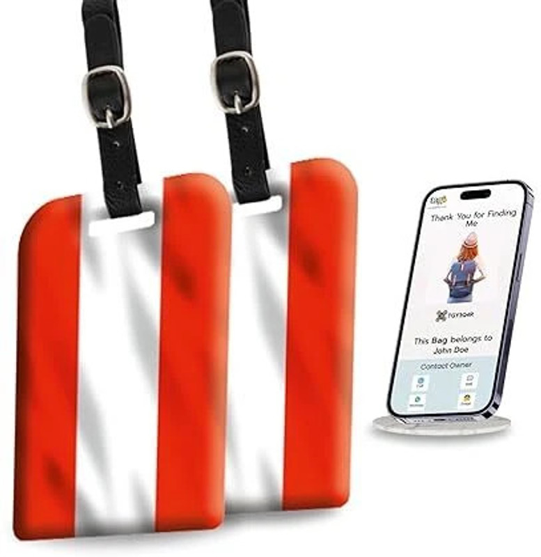 Tag8 Austria Flag Smart Luggage tag |Trendy Luggage tag ID Identification pack of 2 Location Smart Tracker(Multicolor)