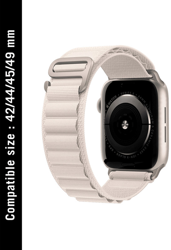 DailyObjects Premium Lightweight Starlight Ridge Loop Wrist Band For 42mm/44mm/45mm/49mm | Compatible For Iwatch Series Ultra 8 7 6 5 4 3 Smart Watch Strap(White)