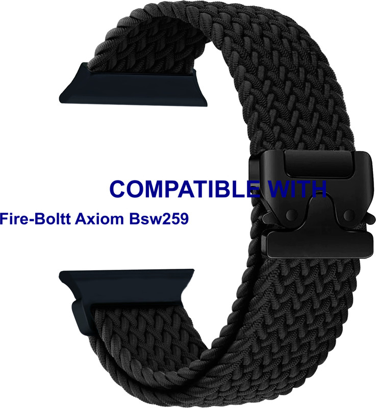 ACM WSM39A40BK1697 Sliding 44mm 49mm Watch Strap Nylon Soft for Fire-Boltt Axiom Bsw259 Smartwatch Black Smart Watch Strap(Black)