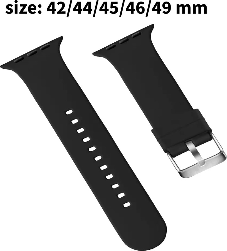 TRENDINGVIEW Soft Silicone Watch Strap Compatible with Apple Watch Ultra / Ultra 2 / Series 8, 7, SE, 6, 5, 4, 2 – Comfortable, Lightweight Daily Wear Strap Smart Watch Strap(Black)