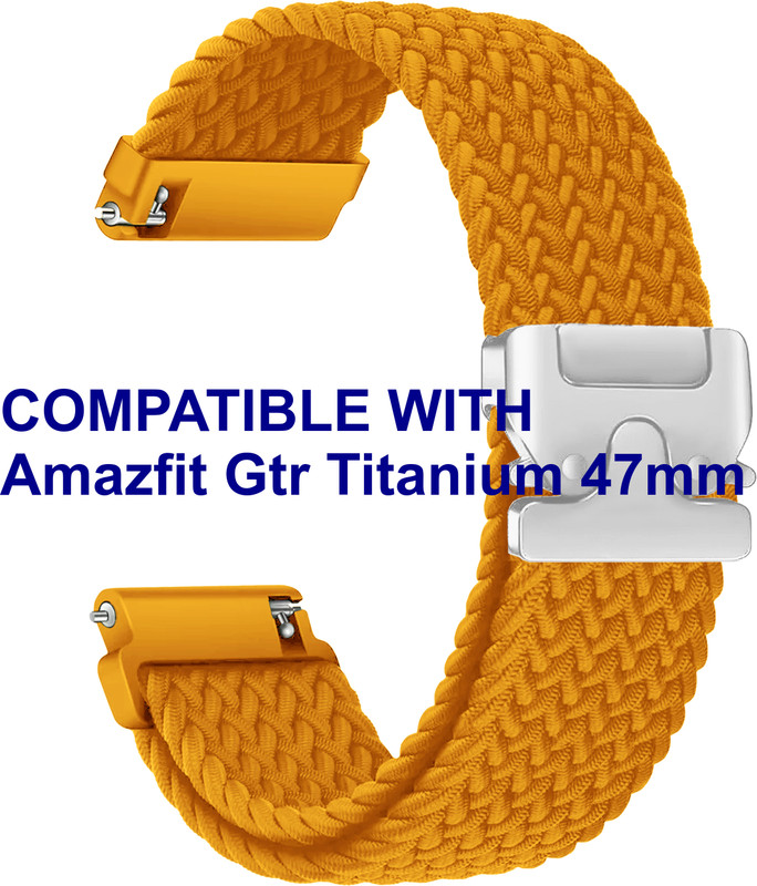 ACM WSM38Z22OR2467 Watch Strap Woven Braided Clipper 22mm for Amazfit Gtr Titanium 47mm Smartwatch Orange Smart Watch Strap(Orange)