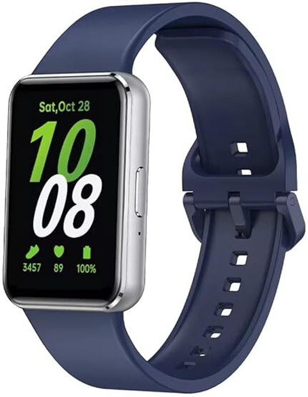JOBINKA Silicone Metal lock Watch Strap Band Suitable For Galaxy Fit 3 Smart Watch Strap(Blue)